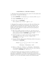 18.440 Midterm 1, Fall 2012: Solutions