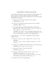 18.440 Midterm 2 Solutions, Spring 2011