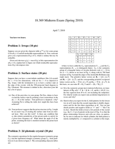 18.369 Midterm Exam (Spring 2010) Problem 1: Irreps (10 pts)