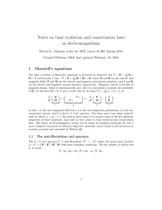 Notes on time evolution and conservation laws in electromagnetism