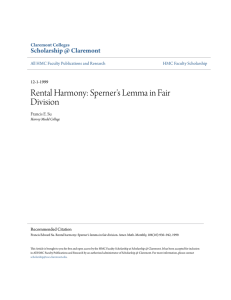 Rental Harmony: Sperner's Lemma in Fair Division Scholarship @ Claremont Claremont Colleges