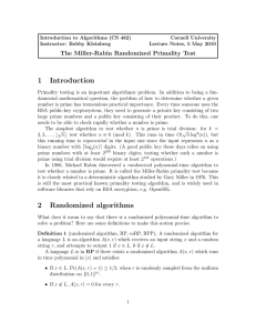 Introduction to Algorithms (CS 482) Cornell University Instructor: Bobby Kleinberg