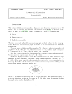 Lecture 12: Expanders