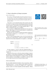 1. Linear relaxations of integer programs.