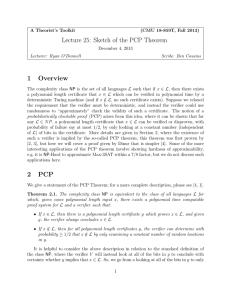 Lecture 25: Sketch of the PCP Theorem