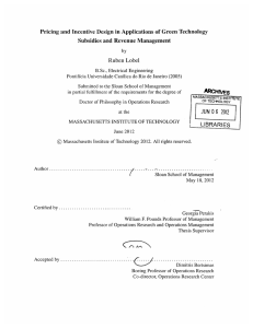 Pricing and Incentive  Design  in Applications  of... Subsidies  and Revenue  Management