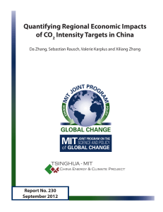 Quantifying Regional Economic Impacts of CO Intensity Targets in China TSINGHUA - MIT