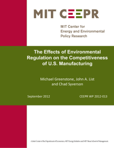 The Effects of Environmental Regulation on the Competitiveness of U.S. Manufacturing