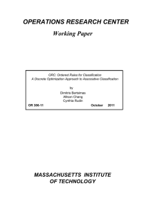 OPERATIONS RESEARCH CENTER Working Paper MASSACHUSETTS  INSTITUTE OF TECHNOLOGY