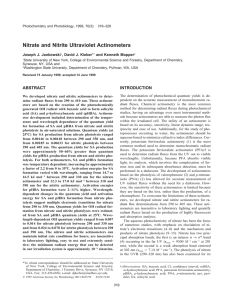 Nitrate and Nitrite Ultraviolet Actinometers Joseph J. Jankowski , David J. Kieber