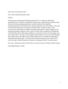 Innovations Fund Summary Sheet Title:  Hope College International Audit Abstract: