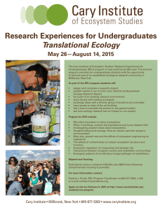 Research Experiences for Undergraduates Translational Ecology  May 26—August 14, 2015