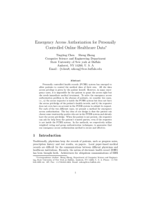 Emergency Access Authorization for Personally Controlled Online Healthcare Data