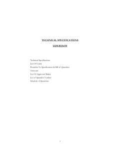 TECHNICAL SPECIFICATIONS  CONTENTS