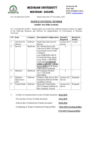 MIZORAM UNIVERSITY  MIZORAM : AIZAWL NOTICE INVITING TENDER