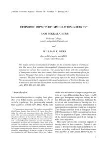 ECONOMIC IMPACTS OF IMMIGRATION: A SURVEY* SARI PEKKALA KERR