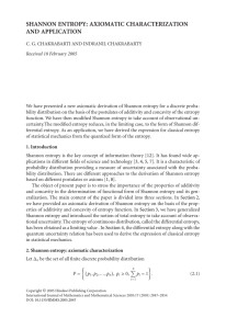 SHANNON ENTROPY: AXIOMATIC CHARACTERIZATION AND APPLICATION