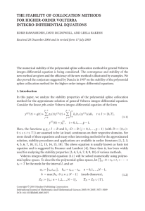 THE STABILITY OF COLLOCATION METHODS FOR HIGHER-ORDER VOLTERRA INTEGRO-DIFFERENTIAL EQUATIONS