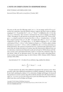 A NOTE ON DERIVATIONS IN SEMIPRIME RINGS