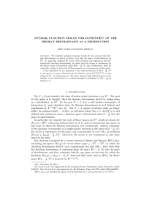 OPTIMAL FUNCTION SPACES FOR CONTINUITY OF THE