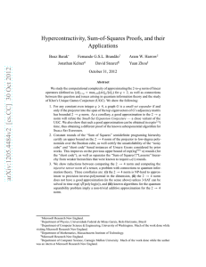 Hypercontractivity, Sum-of-Squares Proofs, and their Applications