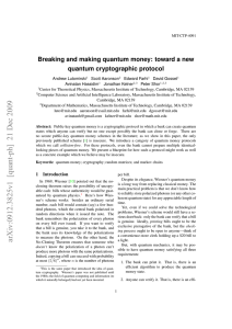 Breaking and making quantum money: toward a new quantum cryptographic protocol