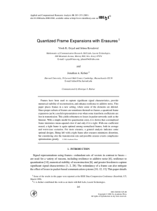 Quantized Frame Expansions with Erasures 1 Vivek K. Goyal and Jelena Kovaˇcevi´c