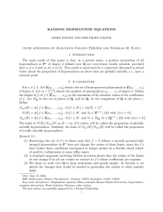 RANDOM DIOPHANTINE EQUATIONS (with appendices by Jean-Louis Colliot-Th´ el`