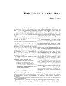 Undecidability in number theory Bjorn Poonen