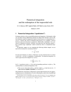 Numerical integration and the redemption of the trapezoidal rule 1 Numerical integration (“quadrature”)