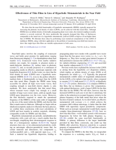 Effectiveness of Thin Films in Lieu of Hyperbolic Metamaterials in... Owen D. Miller, Steven G. Johnson, and Alejandro W. Rodriguez
