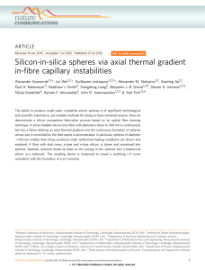 Silicon-in-silica spheres via axial thermal gradient in-ﬁbre capillary instabilities ARTICLE