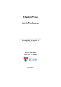 Nilpotent Cones Vinoth Nandakumar Pure Mathematics University of Sydney