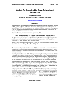 Models for Sustainable Open Educational Resources Abstract Stephen Downes