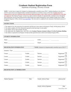 Graduate Student Registration Form Department of Psychology, University of Florida