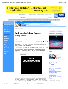 Andromeda Galaxy Broader, Study Finds News — Space