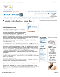 A week's worth of science news, Jan. 14