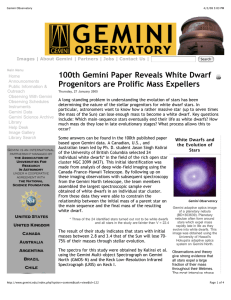 100th Gemini Paper Reveals White Dwarf Progenitors are Prolific Mass Expellers