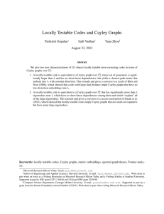Locally Testable Codes and Cayley Graphs Parikshit Gopalan Salil Vadhan Yuan Zhou