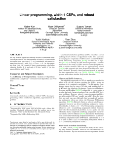 Linear programming, width-1 CSPs, and robust satisfaction Gabor Kun Ryan O’Donnell