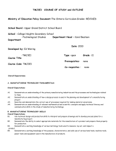 TMJ3E1  COURSE OF STUDY and OUTLINE School Board : School