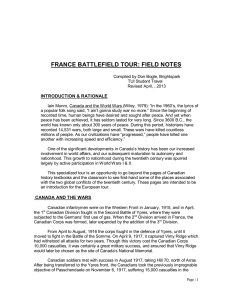 FRANCE BATTLEFIELD TOUR: FIELD NOTES INTRODUCTION &amp; RATIONALE