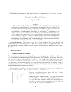 Conditioning bounds for traveltime tomography in layered media September 2011