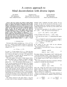 A convex approach to blind deconvolution with diverse inputs Ali Ahmed Augustin Cosse