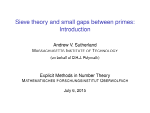 Sieve theory and small gaps between primes: Introduction Andrew V. Sutherland