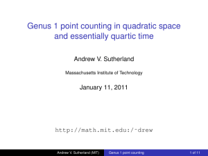 Genus 1 point counting in quadratic space and essentially quartic time
