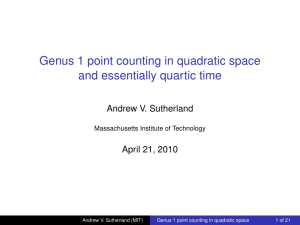 Genus 1 point counting in quadratic space and essentially quartic time