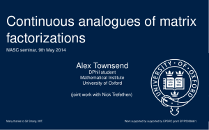 Continuous analogues of matrix factorizations Alex Townsend