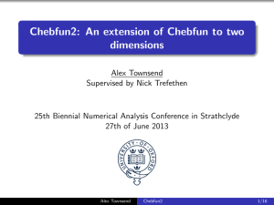 Chebfun2: An extension of Chebfun to two dimensions