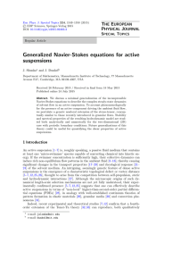 Generalized Navier-Stokes equations for active suspensions T E